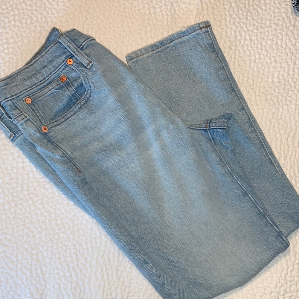 Madewell Blue Straight Leg Jeans Faded Denim